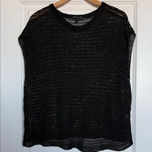Eileen Fisher Black Open Knit Top